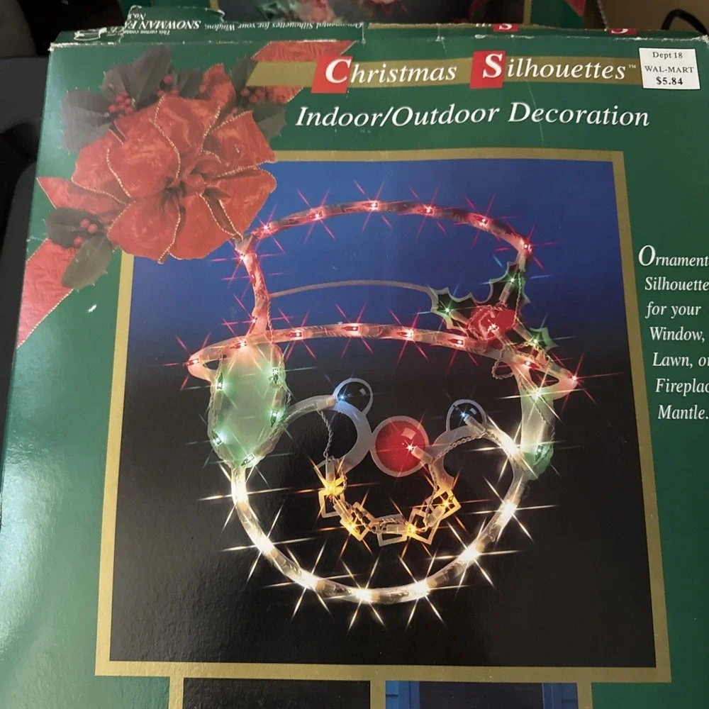 Vtg Light Up Christmas Snowman Hanging Window Decoration 90s Multicolor 12x18
